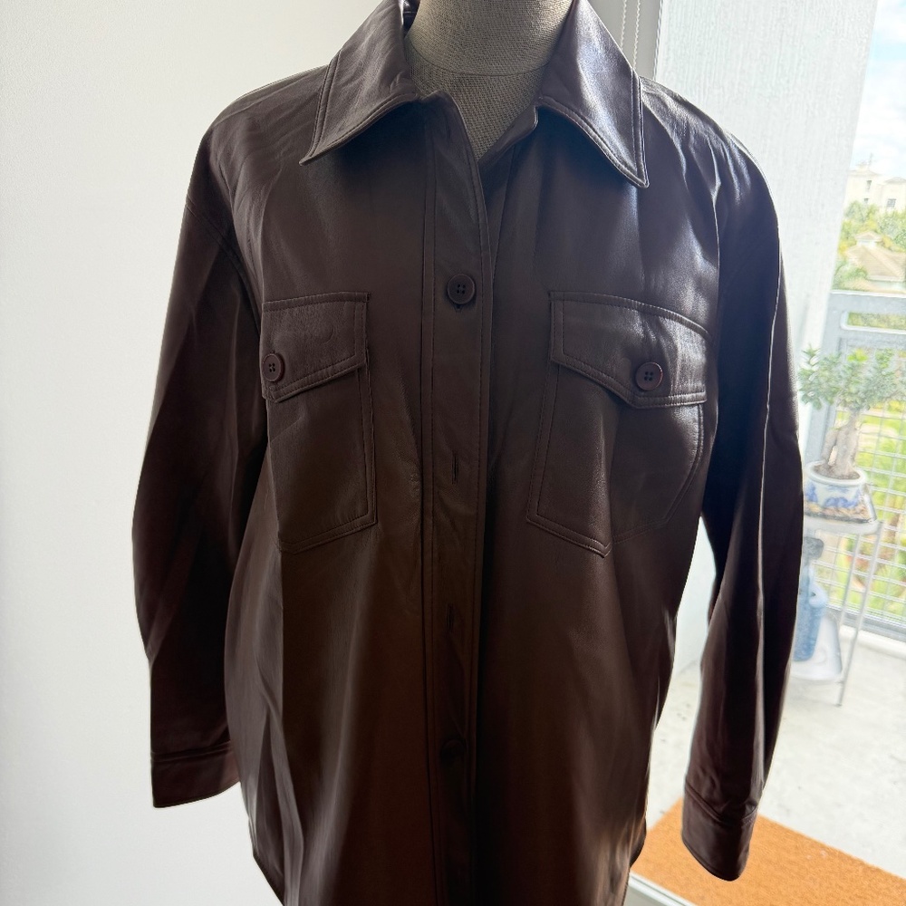 Aritzia Wilfred Vegan Leather Shirt Jacket Size Medium